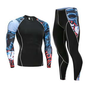 Nuevo Conjunto de Compresión de 2 Piezas para Hombres Activos, Cintura Alta Elástica, Diseño Sólido, Tela Transpirable, Venta al Por Mayor - Product Image 1