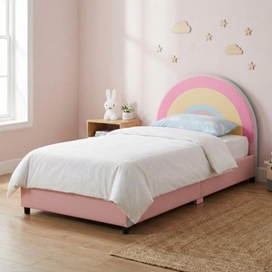 Lit pour tout-petit en bois massif avec cadre en bois et revêtement en PU, écologique et durable, pour appartement, chambre, école et hôtel - Product Image 1