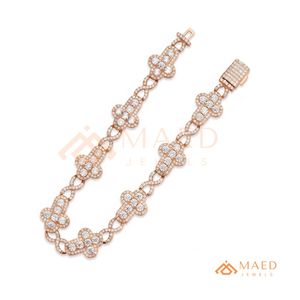 สร้อยข้อมือลายดอกไม้สีโรสโกลด์ประดับมอสซาไนต์ สร้อยข้อมือแบบโซ่เส้นเล็ก ดีไซน์ทันสมัย เหมาะสำหรับใส่ทุกวัน เป็นของขวัญ สไตล์ไมอามี ชิคาโก สำหรับผู้ซื้อชาวเมืองไมอามีและชิคาโก - Product Image 6