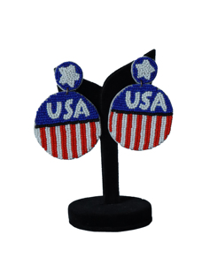 Unique Cocktail Glass Design Patriotic <b>Red</b> White Blue Martini Statement Dangle <b>Earrings</b> for Women & Girl Perfect Party Accessory - Product Image 3