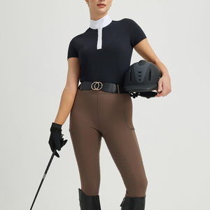 Chemises d'équitation de performance pour femmes, qualité supérieure, noir et blanc contrastés, vêtements d'équitation pour cavaliers. - Product Image 4