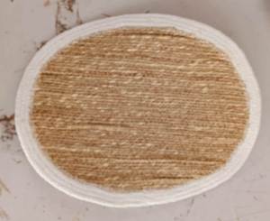 Sustainable natural jute and cotton cord oval woven <b>placemat</b> for boho style table settings & Oval Woven Jute <b>Placemat</b> for table - Product Image 2