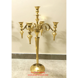 Gold Candelabra 5 Arms for Wedding Centerpieces Hot Selling Handmade <b>Candlestick</b> Holder 5 Candle for Lighting Decoration - Product Image 4