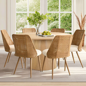 DreamCraft Lot de 6 chaises de salle à manger Vietnam Hauteur de siège 19.5 "Boucle Dossier en rotin Confortable et élégant - Product Image 6