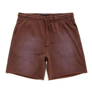 Men's Oxford Shorts Heavyweight Cotton Streetwear Vintage Distressed Sun Faded Acid Wash <b>Knee</b> Length Drawstring Closure - Product Image 1