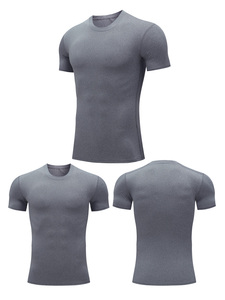 Haut de sport athlétique à manches courtes et col rond pour homme, coupe classique, couleur unie, polyester/coton, séchage rapide, noir et blanc - Product Image 5