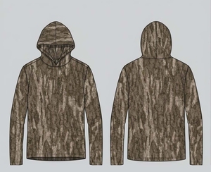Men's Long Sleeve Hooded Camouflage 100% Polyester Fishing Shirt Outdoor Sport Top - Product Image 1