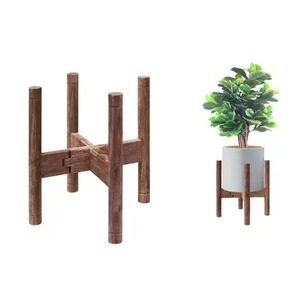 Soporte de madera moderno de estilo único con maceta geométrica para plantas verdes de interior, diseño minimalista. - Product Image 2