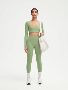 Seamless Yoga Set <b>Women</b> High Waist <b>Leggings</b> Crop Top Full Sleeve Sport Wear Two Piece Gym Outfit Stretchable Activewear - Product Image 1