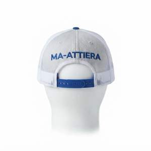 Gorra Trucker Blanca y Azul para Mujer, Malla Trasera, Cierre a Presión, Gorra de Béisbol, Logotipo Bordado Personalizado, Ajustable - Product Image 4