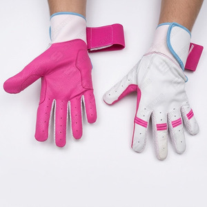 Guantes de Bateo de Béisbol de Cuero Premium Rosa y Blanco para Jugadores Adultos con Agarre Profesional y Ajuste Flexible - Product Image 2