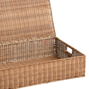 Rattan <b>Storage</b> <b>Chest</b> with Lid Rectangle Shape Natural Wicker Basket for Neatening Multi-Purpose Use - Product Image 2