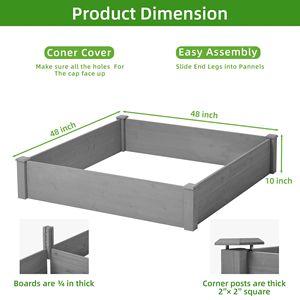 Jardinière en bois d'extérieur 48x48x10 à montage sans outils, potager surélevé, pour bâtiments de jardin, à poser sur le sol - Product Image 3