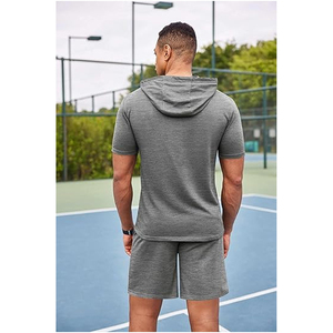 Custom Men 2 Piece <b>Set</b> Manufacturer Cotton T Shirt Shorts <b>Set</b> Casual Summer OEM ODM Private Label Bulk hood - Product Image 4