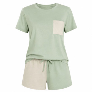 Ensembles de t-shirts et shorts pour femmes en marque privée, impression de logo personnalisée, faible MOQ, ensemble 2 pièces, coton, ensembles pour femmes - Product Image 1