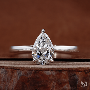 Pear Cut Lab Grown Diamond 1 Carat <b>Solitaire</b> Engagement <b>Ring</b> IGI Certified 10k White Gold Minimalist Bridal Wedding Anniversary - Product Image 1