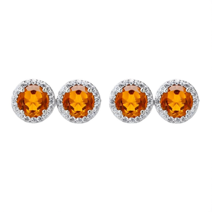 Classic Stainless Steel Number Stud Earrings with Amber Stone for Party Wedding Gift - Product Image 2