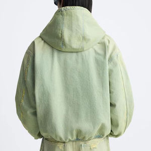 Sudadera con capucha de mezclilla vintage para hombre, estilo trabajador, pesada, desgastada, con cremallera, oversize, personalizada, de moda urbana - Product Image 6