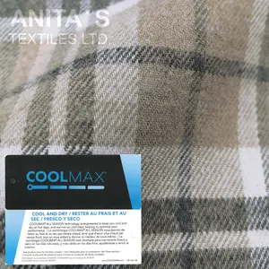 Ready Stock Coolmax All Season Flannel Fabric Cotton Polyester Yarn Dyed 2x2 Z Twill Woven Wicking Plaid Fabric for Fall Winter