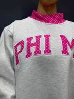 Sudadera de cuello alto de forro polar para mujer, personalizada con bordado, color rosa liso, con aplique frontal y diseño de letras, manga regular, tejida.