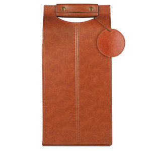 Porte-bouteille de vin en cuir gaufré Salva, teint uni, 140g, pour une seule bouteille, avec poignée, étui de voyage portable - Product Image 3