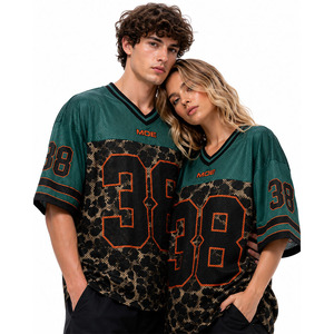 Maillot de football américain unisexe entièrement personnalisable, fournisseur en gros, maillot léger en maille surdimensionné à imprimé léopard, vente en gros - Product Image 1