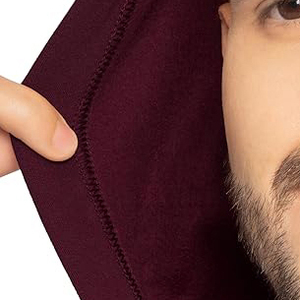 <b>Men's</b> <b>Burgundy</b> Hooded Zip-Up <b>Sweatshirt</b> Regular Fit Casual Autumn Wear 100% Cotton FRENCH TERRY Solid Color - Product Image 6