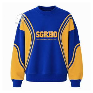 Sweat-shirt à col rond pour femme, manches longues, bleu et or, avec blocs de couleur, de la sororité Sigma Gamma Rho, accessoires grecs - Product Image 1
