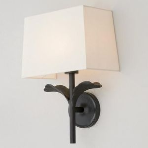 Metal <b>Wall</b> <b>Sconce</b> With Plant Design Rectangle Fabric Shade Handmade Decorative <b>Lighting</b> - Product Image 3