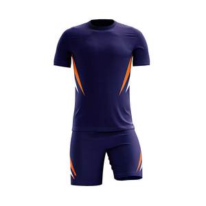 Conjunto de Fútbol Azul Marino para Hombre, Manga Corta, Poliéster que Absorbe la Humedad, Uniforme Ajustado, para Todas las Temporadas, Ropa Deportiva para Adultos - Product Image 1