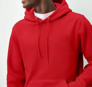 เสื้อฮู้ดสีแดงสำหรับผู้ชาย ทรงหลวม ผ้าฝ้าย 100% เฟรนช์เทอร์รี่ สวมใส่สบาย มีกระเป๋าจิงโจ้ เหมาะสำหรับใส่ในฤดูหนาว - Product Image 2