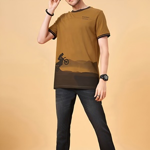 Camiseta Deportiva Gráfica para Hombre, Estampado Casual de Motocicleta, Manga Corta, Transpirable, de Algodón, para Aventura al Aire Libre, Moda - Product Image 5