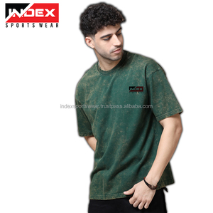 Camiseta de Manga Corta Verde para Hombre, Cuello Redondo, Algodón Lavado, Corte Regular, Logotipo Frontal, Marca INDEX - Product Image 1