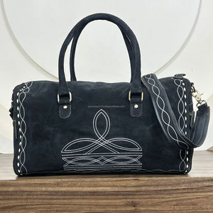 Sac de voyage en cuir suédé personnalisé pour unisexe, polochon de voyage en cuir véritable, sac de nuit Weekender, grande capacité - Product Image 5