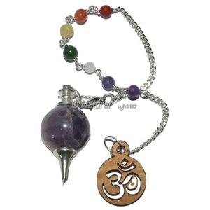 Pendules de Chakra Pendule de radiesthésie avec boule d'améthyste Baguettes de massage sculptées en Europe du Grossiste-Artisanat en pierre semi-précieuse - Product Image 1