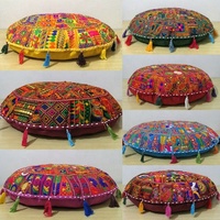 Housse d'oreiller en Patchwork rond fait à la main, motif Patchwork, grand tabouret de pied, Boho, pour siège de Yoga, crochet indien, 1 pièce