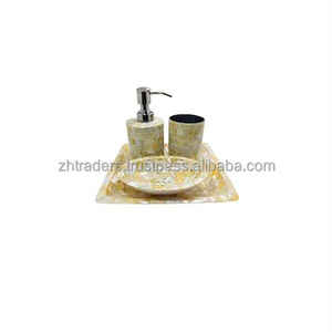 Juego de accesorios de baño con incrustaciones de madreperla y hueso hechas a mano de primera calidad que incluye dispensador de bandejas, caja para uso en baños de alta gama - Product Image 5