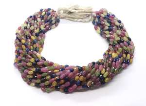 Perles ovales facettées en saphir naturel multicolore (rose, bleu, jaune, vert) pour la fabrication de bijoux - Product Image 5