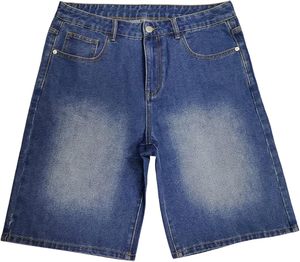Shorts en jean pour homme, coupe droite, taille mi-haute, en coton délavé, décontracté, pour l'été - Product Image 1