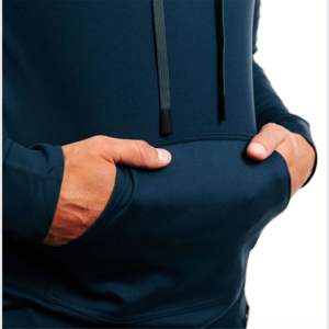 Sweat à capuche léger personnalisé bleu marine, fournisseur OEM ODM, coton polyester, molleton français, vêtements de sport unisexes, sweat à capuche double face - Product Image 5
