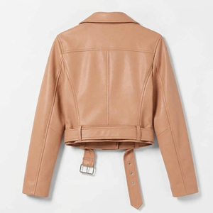Abrigo de Cuero Genuino de Cordero para Mujer, Directo de Fábrica, Personalizado, Chaqueta de Cuero Real de Lujo para Mujer, OEM Personalizado - Product Image 4