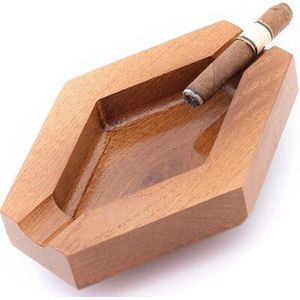 Handmade Wooden <b>Ashtray</b> with Cigar Holder Modern Design Solid Wood Desktop Accessory for Home Use - Product Image 6
