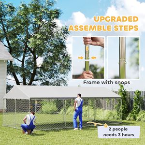 Cuccia per Cani da Esterno Resistente con Tetto Impermeabile, 2 Chiusure Sicure, Recinto a Catena 20x10x7 per Giardino, Gabbia per Animali Domestici - Product Image 4