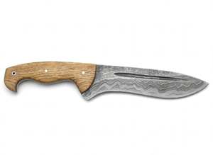 Handcrafted Wave Damascus Steel Outdoor Field Utility <b>Tool</b> with Natural Oak <b>Wood</b> Handle - Product Image 6