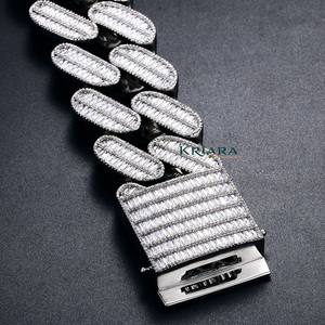 Collar de Cadena de Plata S925 con Baño de Rodio y Moissanita, Engaste de Canal, Estilo Hiphop, Uso Diario - Product Image 2