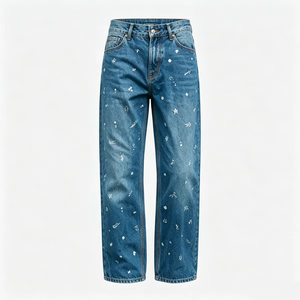Nuevos Jeans de Hombre Estilo Hip Hop de Primavera, Pantalones Anchos Rectos con Bordado, Parches y Tejido - Product Image 3