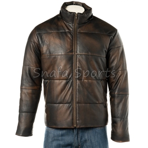 New Fashion Design <b>Men</b> <b>Shearling</b> Leather <b>Jacket</b> With Hooded Collar Solid Color High Quality Leather <b>Jackets</b> - Product Image 2
