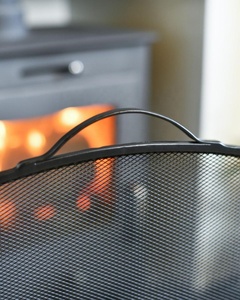 Crescent Shield Metal Fireplace <b>Screen</b> Curved Fine Mesh Spark Guard Freestanding Hearth Safety <b>Protector</b> with Handle - Product Image 5