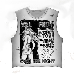 Camiseta 100% algodón para hombre, corte holgado, estampada, premium, 220 GSM, sin mangas, blanca, multicolor, gráfica, con efecto desgastado. - Product Image 5
