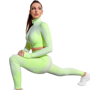 Fashion Women's 3 Piece Set Sexy Open Back Yoga Fitness Jumpsuit Ribbed Tummy Control High Waist Eco-Friendly Leopard Solid - Product Image 2